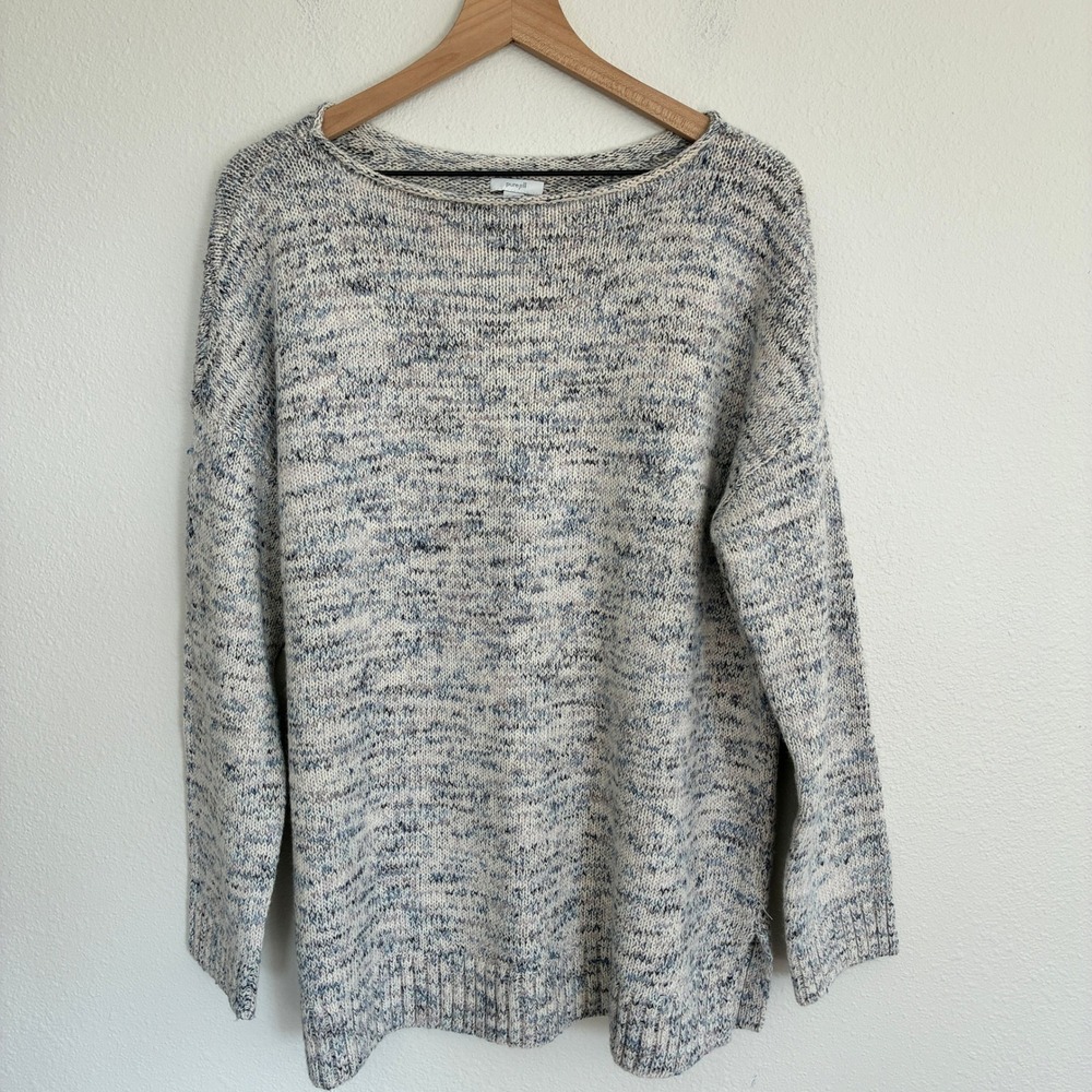 Pure Jill Sweater Womens L Blue Marled Thick Knit Tunic Cozy Minimalist J Jill